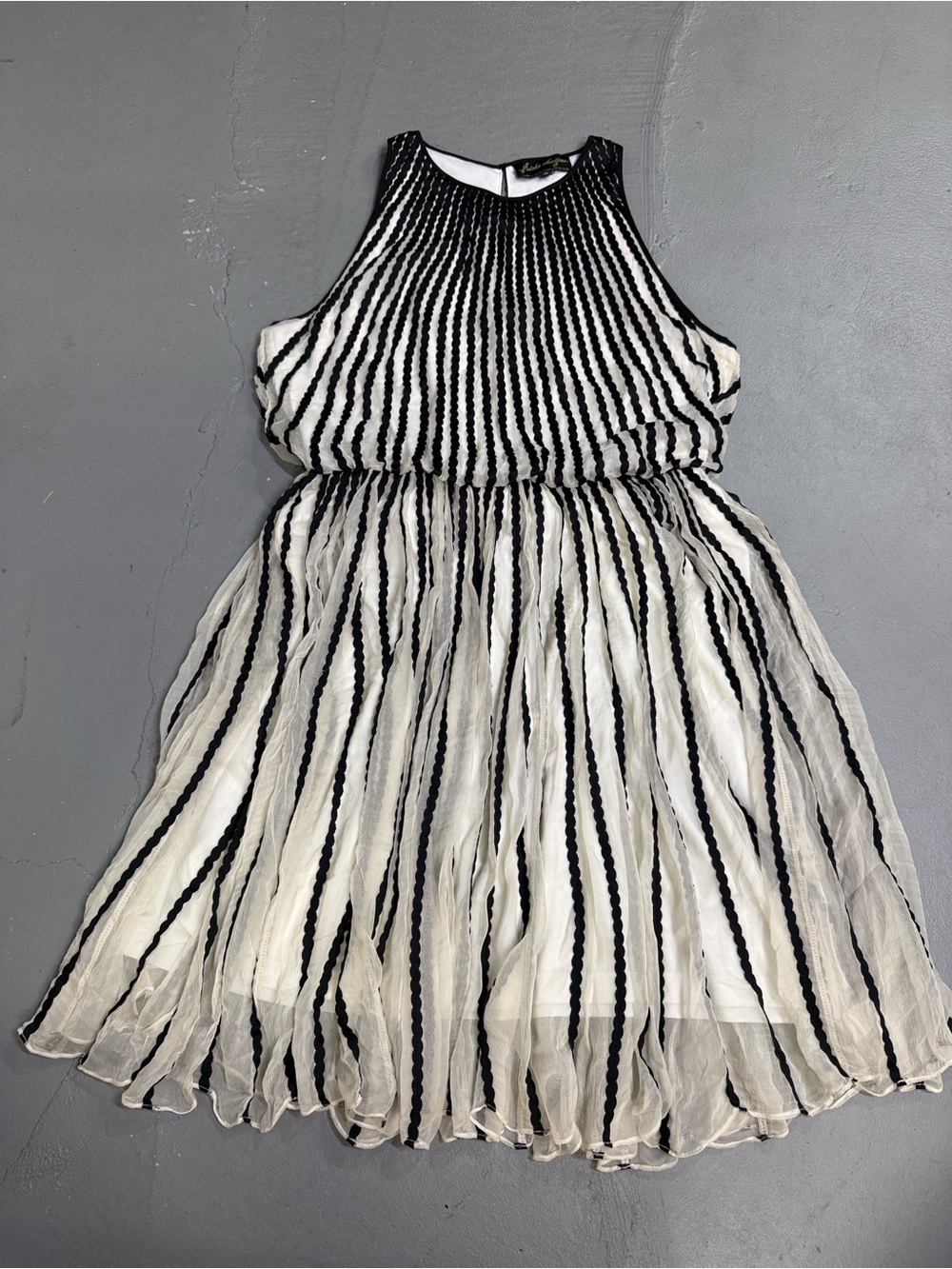 Black and White Striped Chiffon Dress